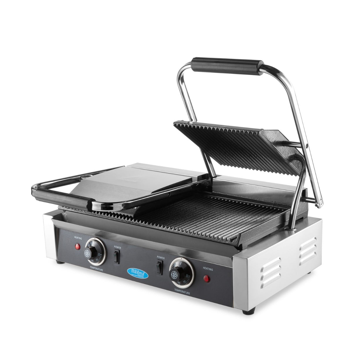 Grill contact - rainuré - plaque de gril double - 2 x 22 cm