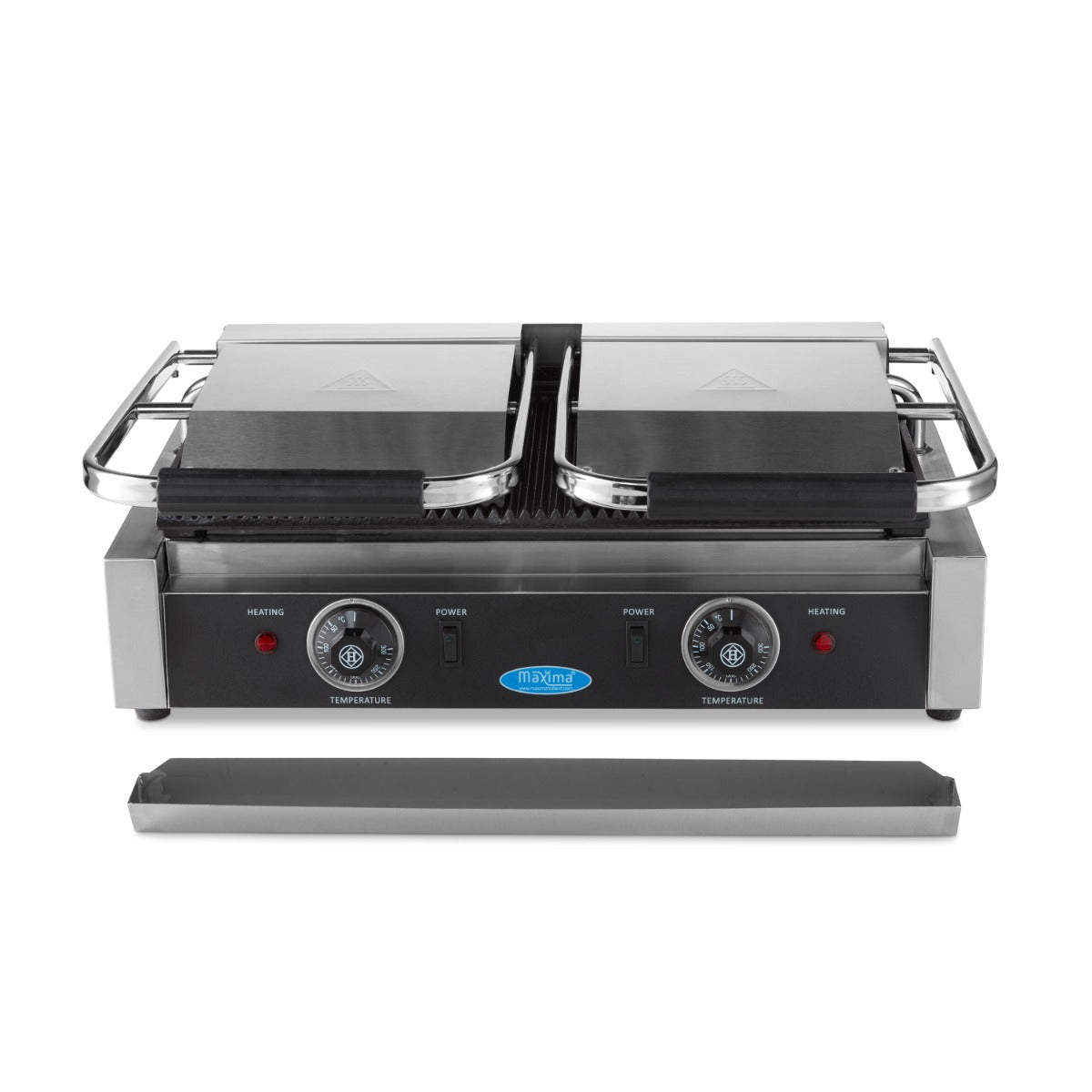 Grill contact - rainuré - plaque de gril double - 2 x 22 cm