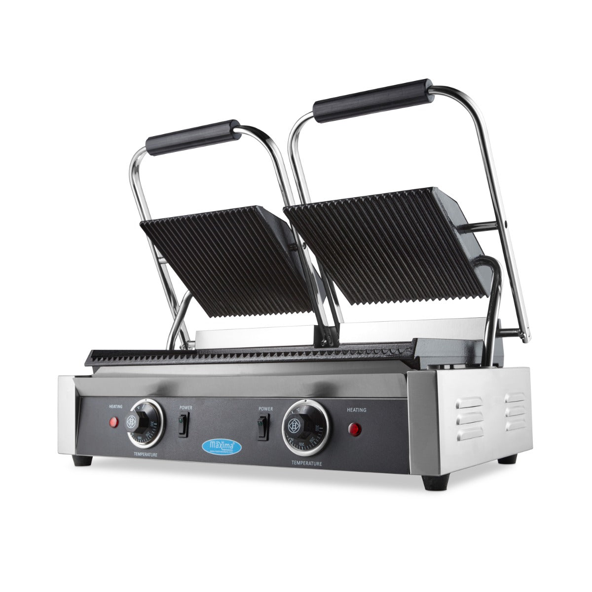 Grill contact - rainuré - plaque de gril double - 2 x 22 cm