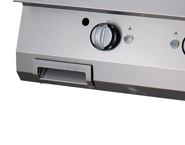 Premium plaque de gril - chrome demi-rainuré - unité double - profondeur 90 cm - gaz
