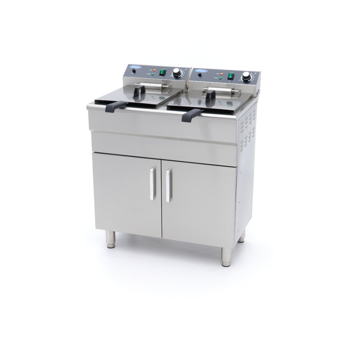 Friteuse - 2 x 16 L - 2 paniers - avec robinet de vidange et support - 230V