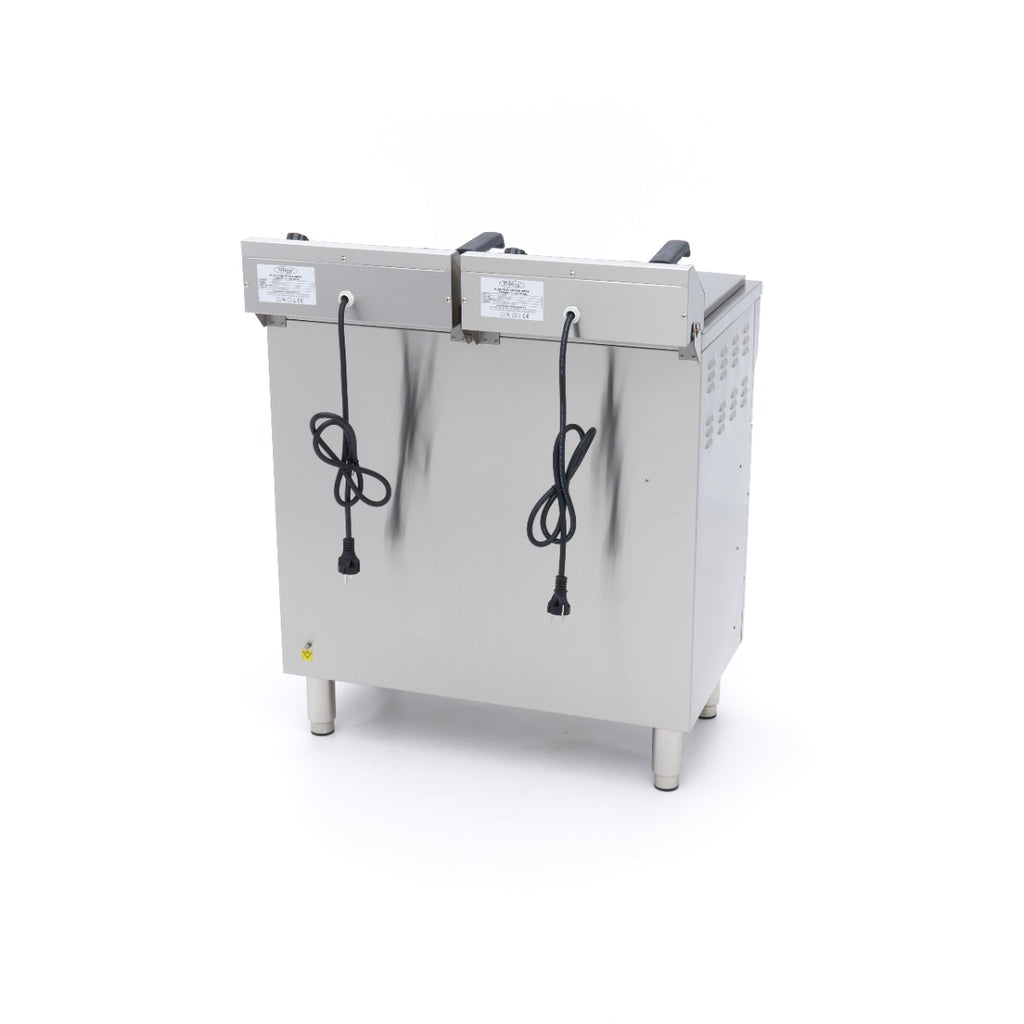 Friteuse - 2 x 16 L - 2 paniers - avec robinet de vidange et support - 230V