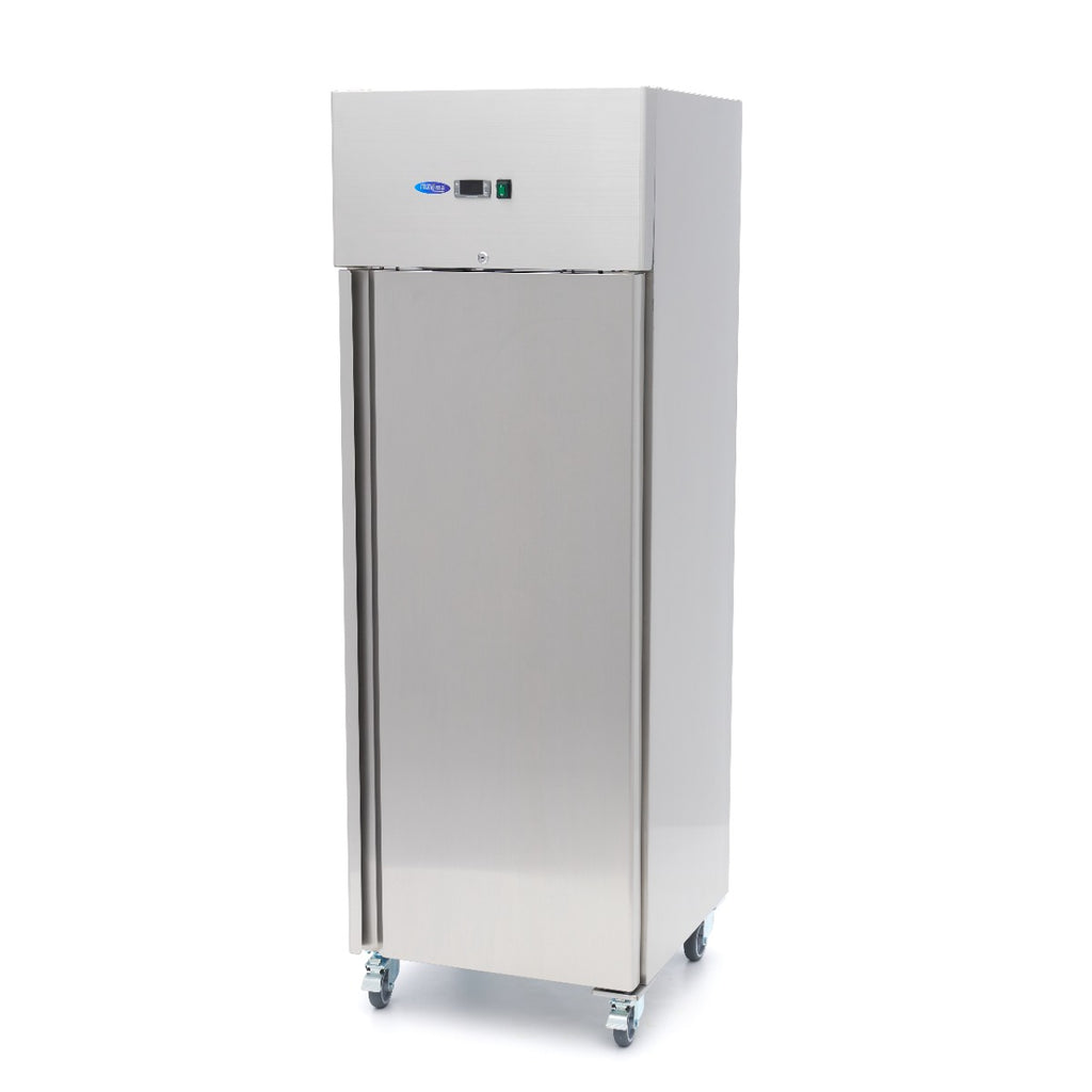 Réfrigérateur - 400 L - 3 étagères réglables (1/1 GN) - acier inoxydable - sur roulettes