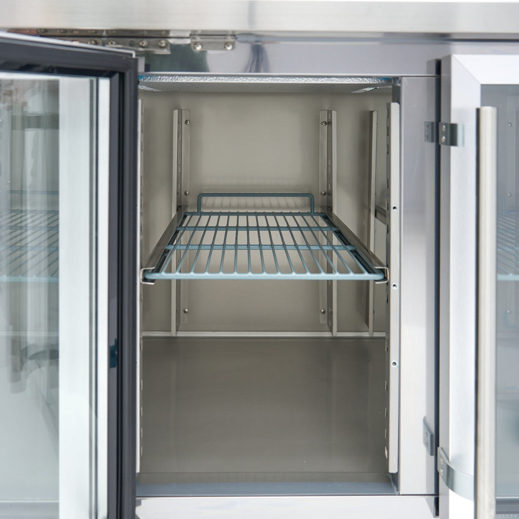 Réfrigérateur de comptoir - 223 cm - 4 portes vitrées