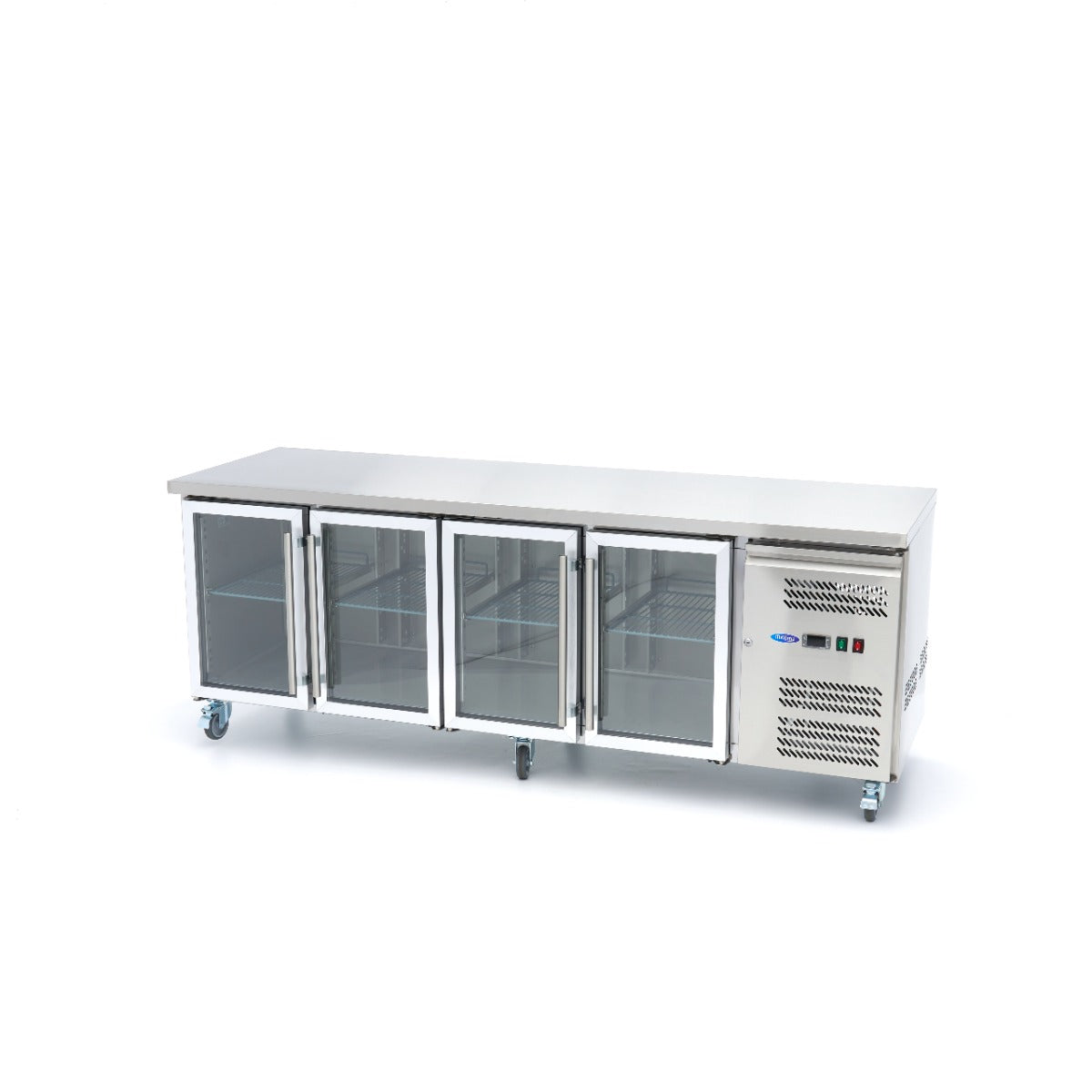 Réfrigérateur de comptoir - 223 cm - 4 portes vitrées