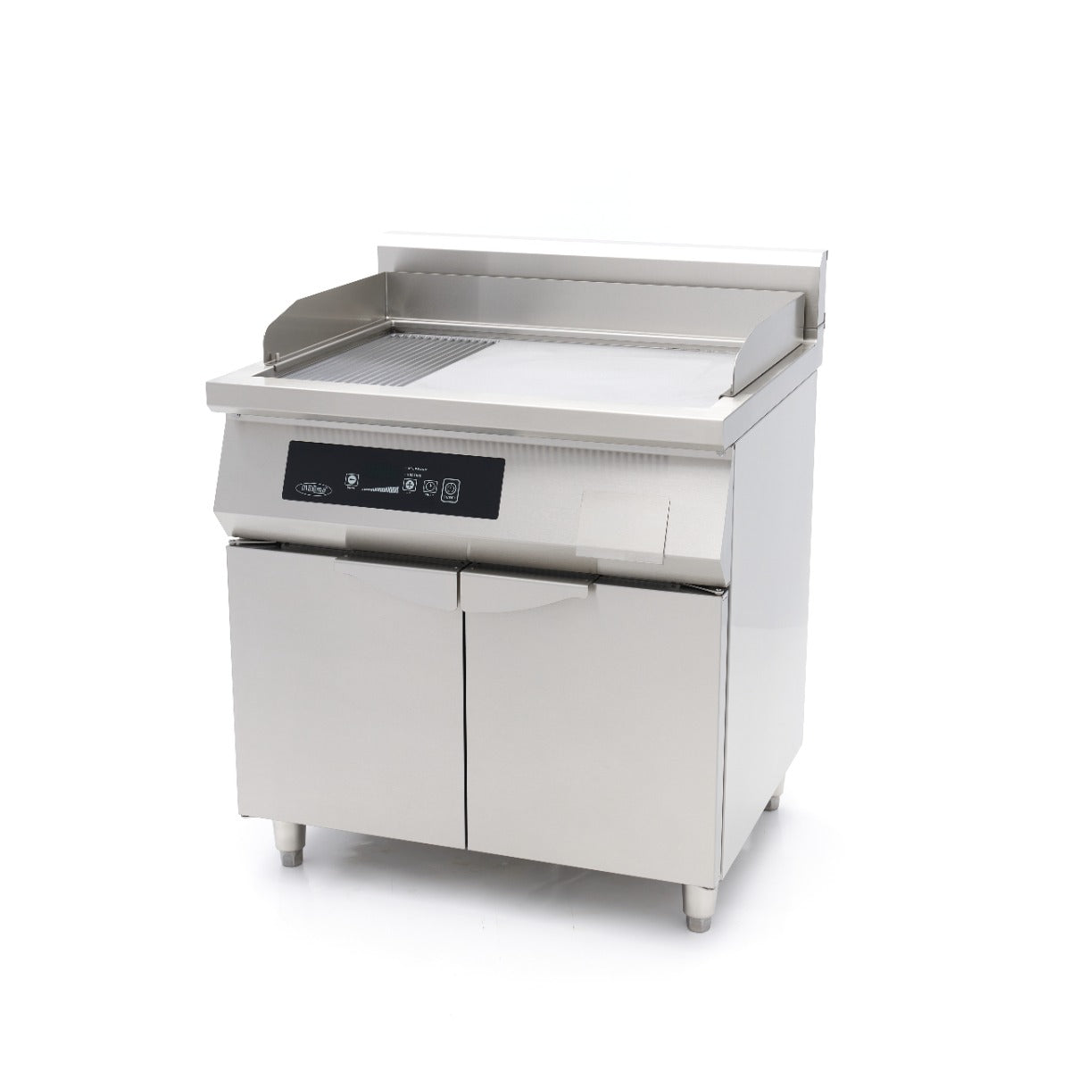Plancha à induction 700 - lisse et rainurée - 10 000 W - double - avec support