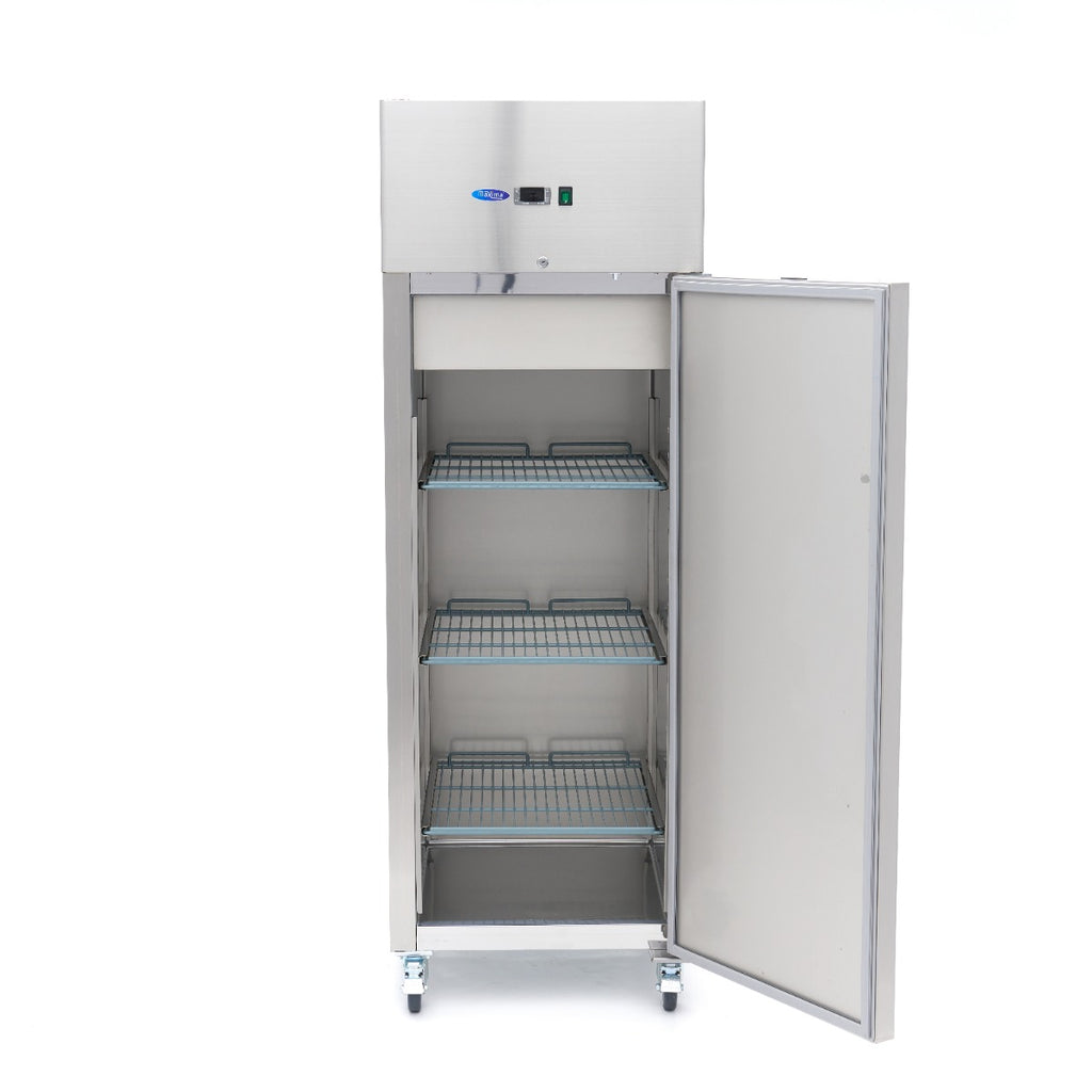 Réfrigérateur - 600 L - 3 étagères réglables (2/1 GN)  - acier inoxydable - sur roulettes