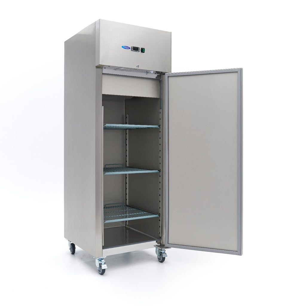 Congélateur - 400 L - 3 étagères réglables - acier inoxydable - sur roulettes