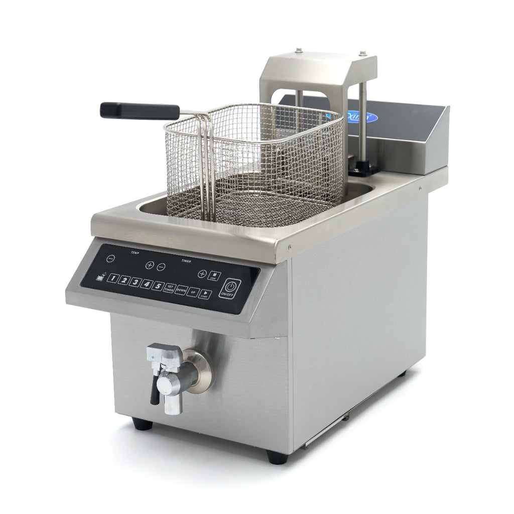 Friteuse - 8 L - 1 panier - induction - système de levage - avec robinet de vidange