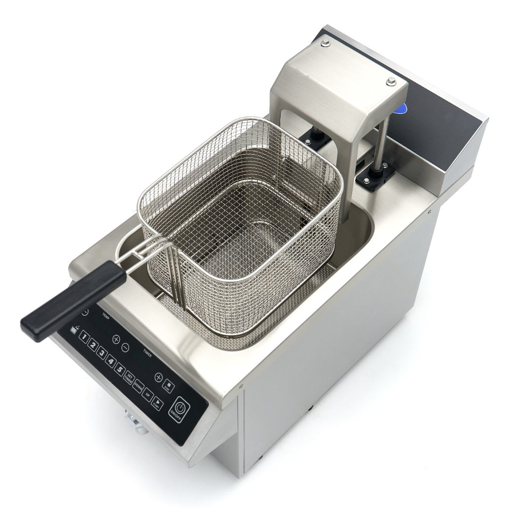 Friteuse - 8 L - 1 panier - induction - système de levage - avec robinet de vidange