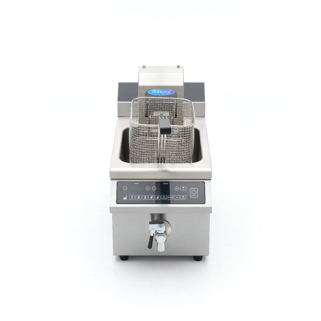 Friteuse - 8 L - 1 panier - induction - système de levage - avec robinet de vidange