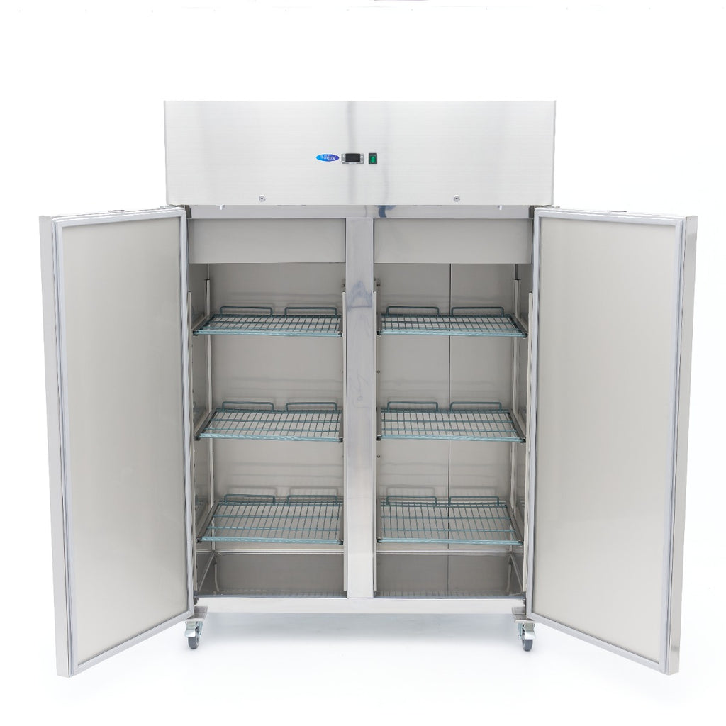 Réfrigérateur - 800 L - 6 étagères réglables - acier inoxydable - sur roulettes
