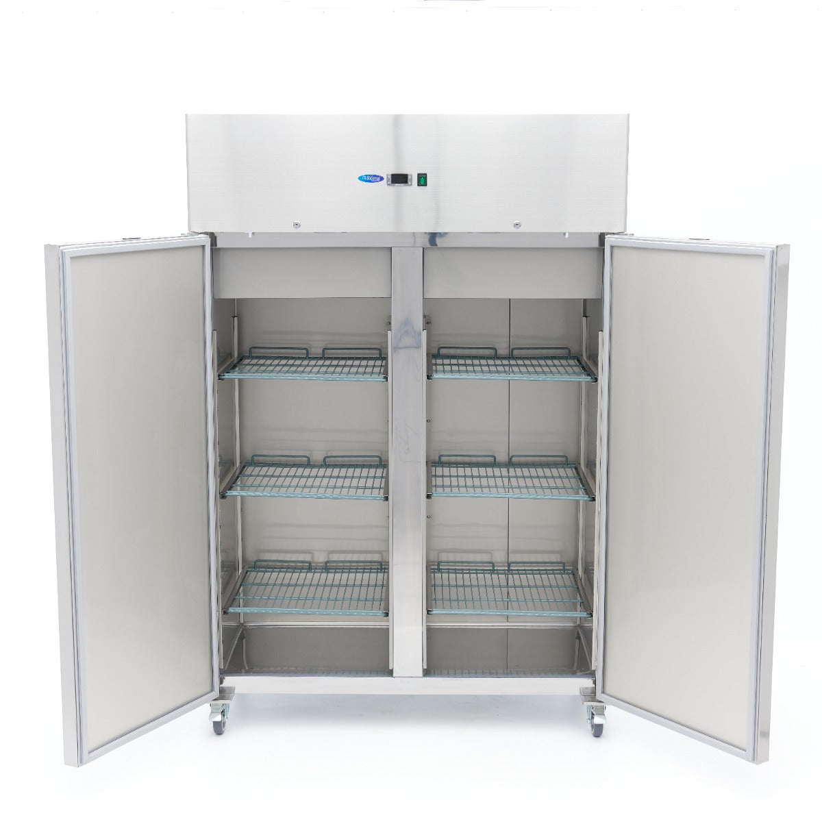 Réfrigérateur - 800 L - 6 étagères réglables - acier inoxydable - sur roulettes
