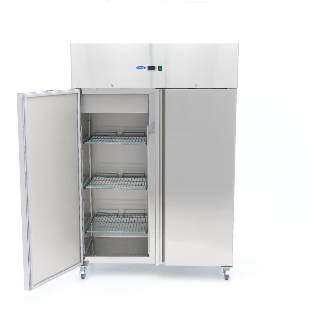 Réfrigérateur - 800 L - 6 étagères réglables - acier inoxydable - sur roulettes