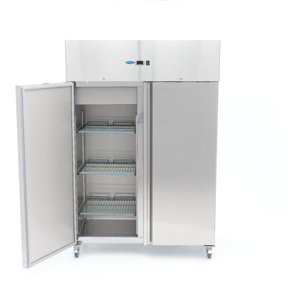 Réfrigérateur - 800 L - 6 étagères réglables - acier inoxydable - sur roulettes