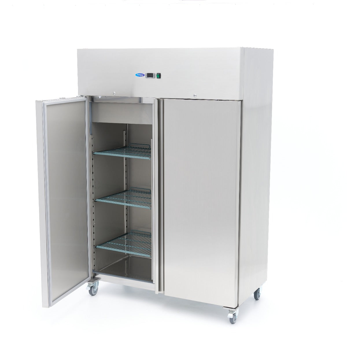 Réfrigérateur - 800 L - 6 étagères réglables - acier inoxydable - sur roulettes
