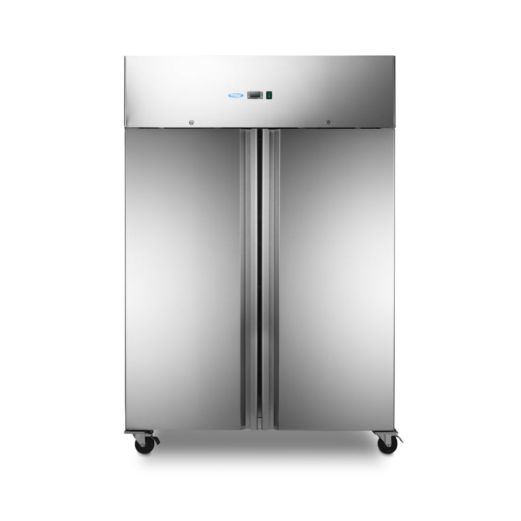 Réfrigérateur - 1400 L - 6 étagères réglables (2/1 GN) - sur roulettes - acier inoxydable