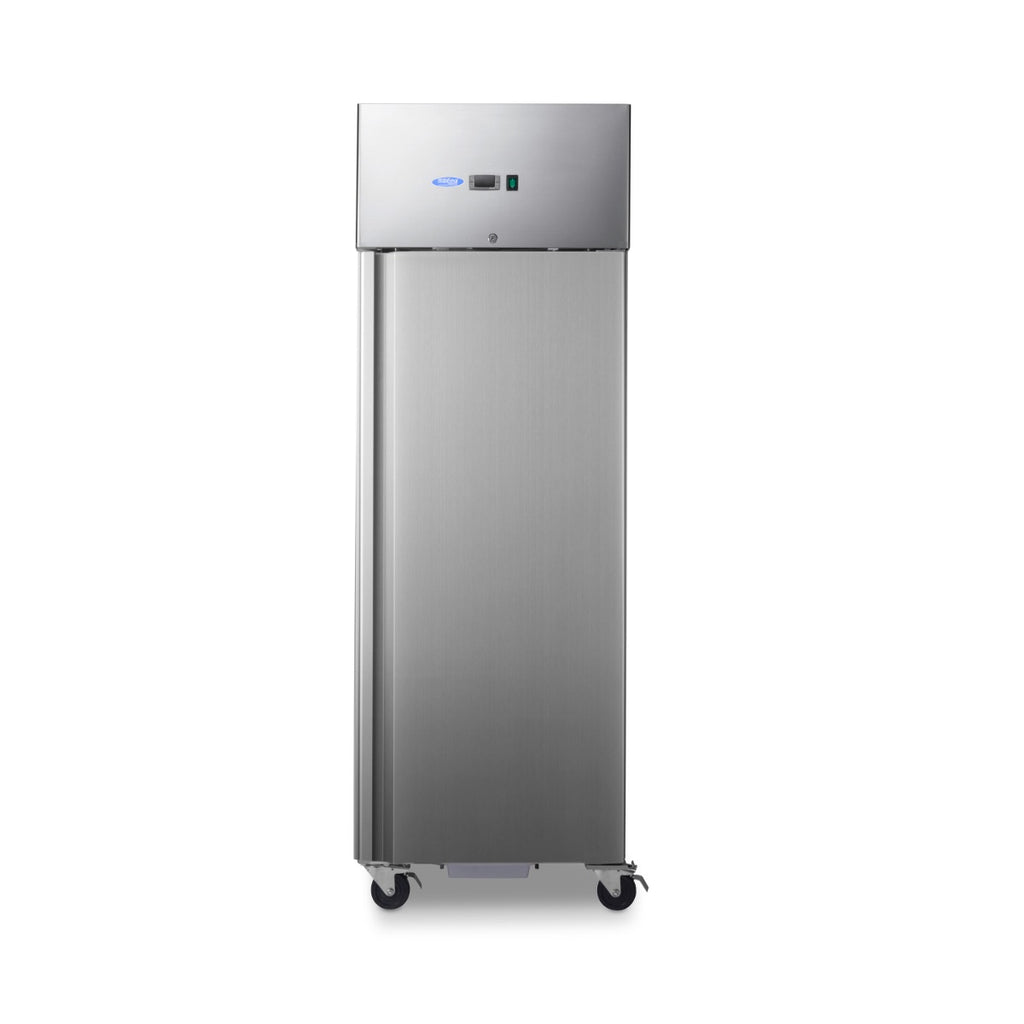 Réfrigérateur - 700 L - 3 étagères réglables (2/1 GN) - sur roulettes - acier inoxydable