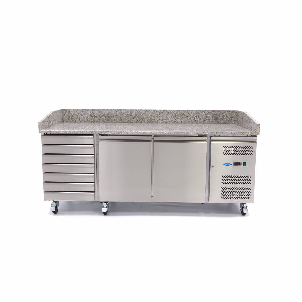 Réfrigérateur pour la préparation des pizzas - 202 cm - 2 portes - 7 tiroirs