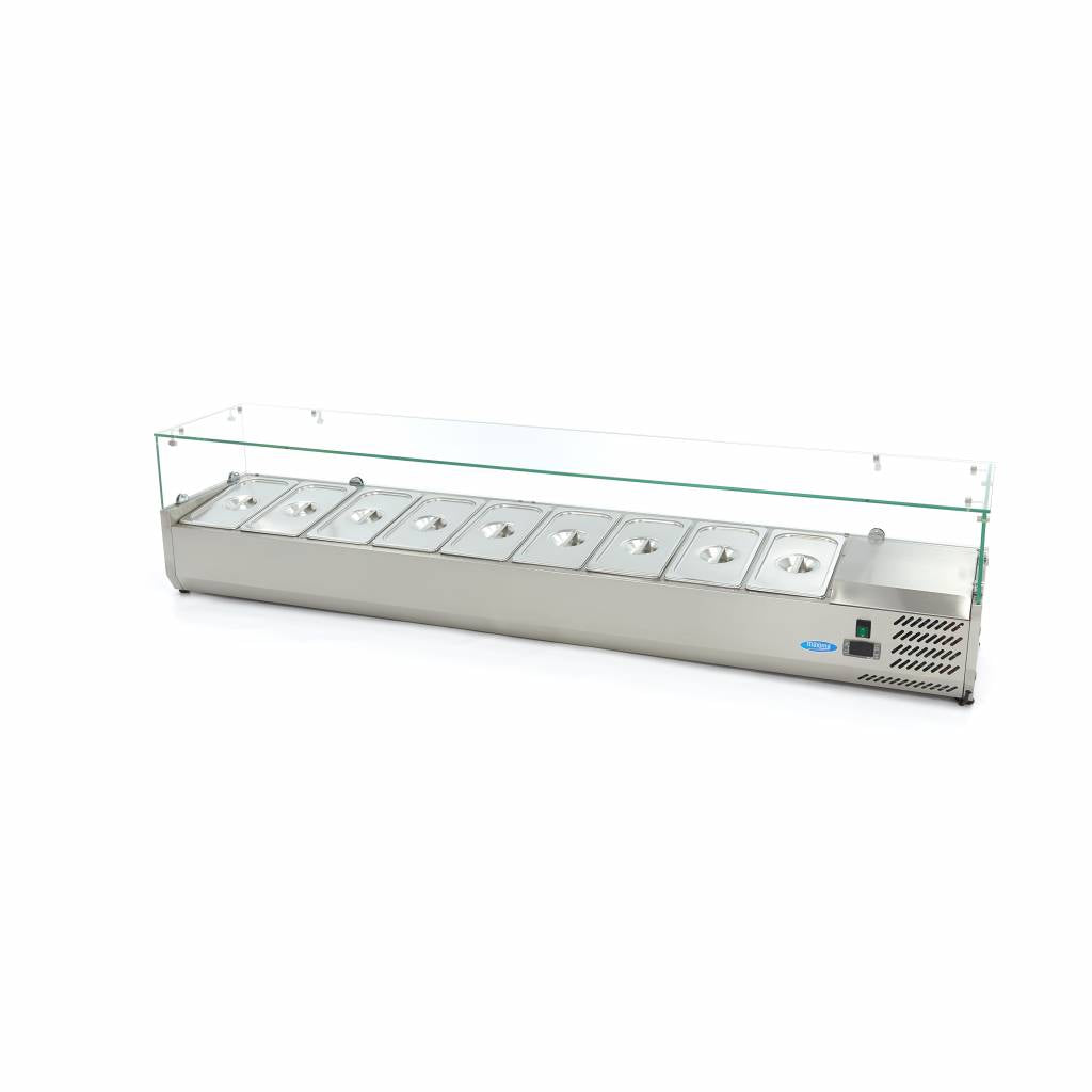 Réfrigérateur de préparation de comptoir - 200 cm - s'adapte à 9 x 1/3 GN