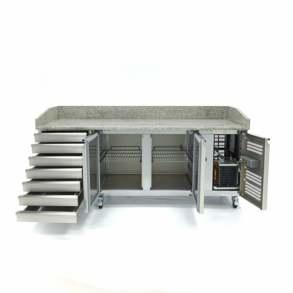 Réfrigérateur pour la préparation des pizzas - 202 cm - 2 portes - 7 tiroirs