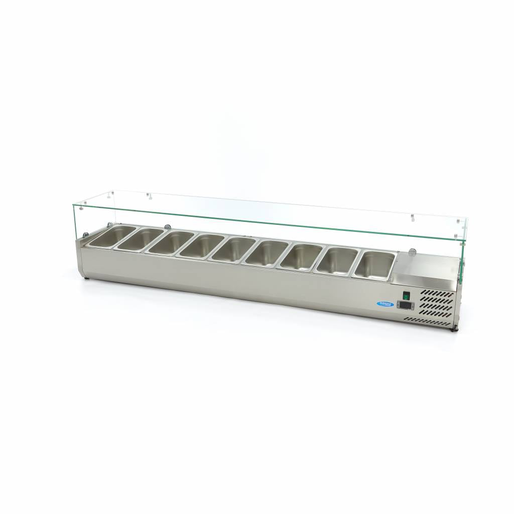 Réfrigérateur de préparation de comptoir - 200 cm - s'adapte à 9 x 1/3 GN