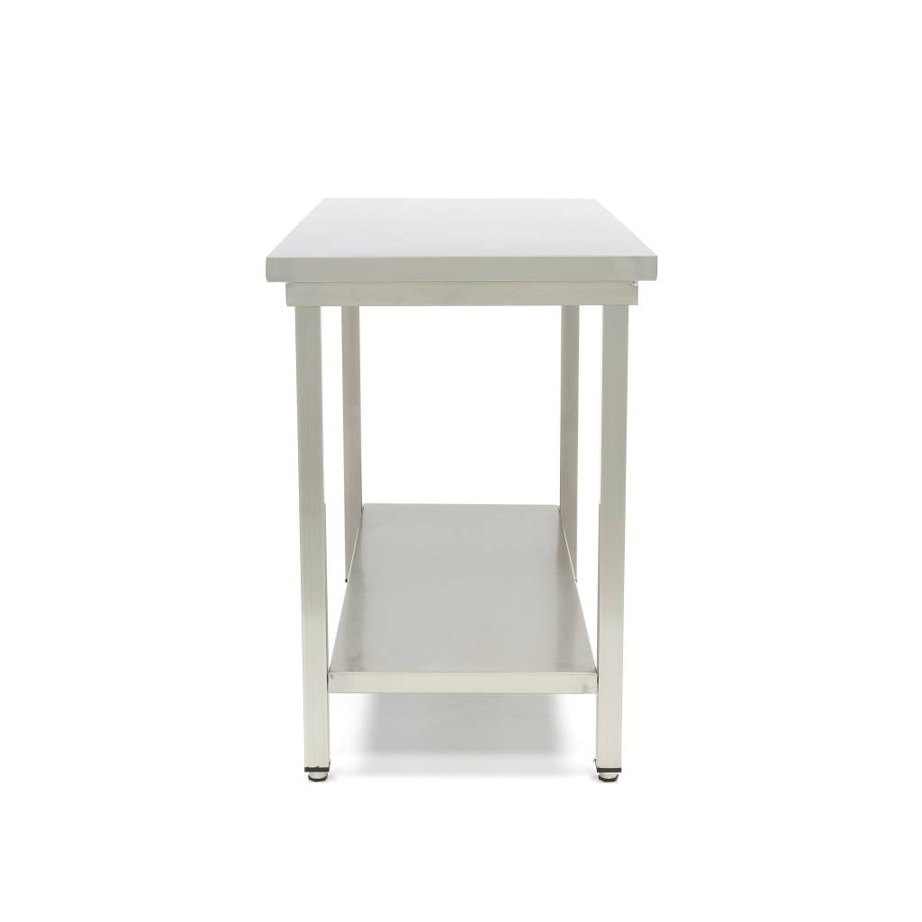 Table en acier inoxydable - 200 x 60 cm - hauteur réglable - avec étagère de rangement