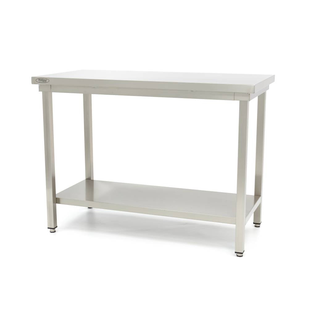 Table en acier inoxydable - 140 x 60 cm - hauteur réglable - avec étagère de rangement