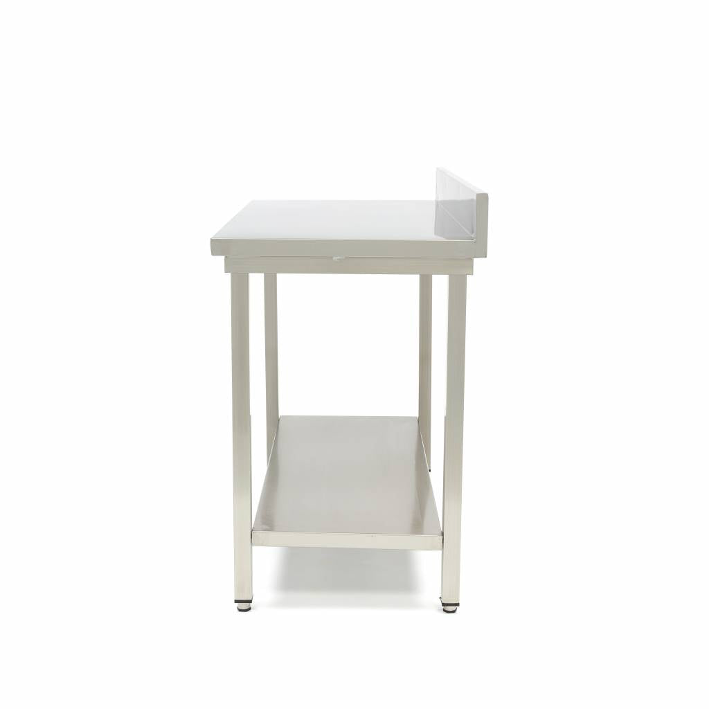 Table en acier inoxydable - 180 x 70 cm - hauteur réglable - avec dosseret