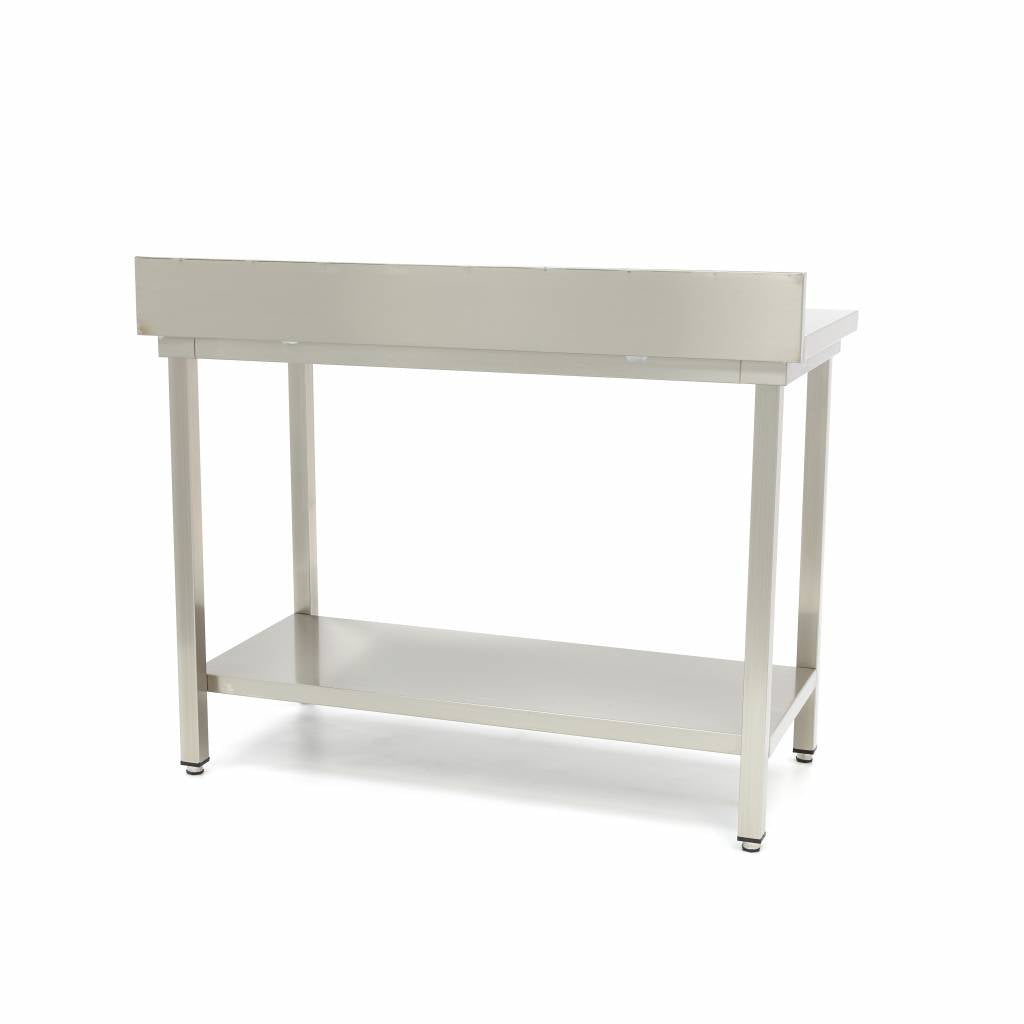 Table en acier inoxydable - 120 x 70 cm - hauteur réglable - avec dosseret
