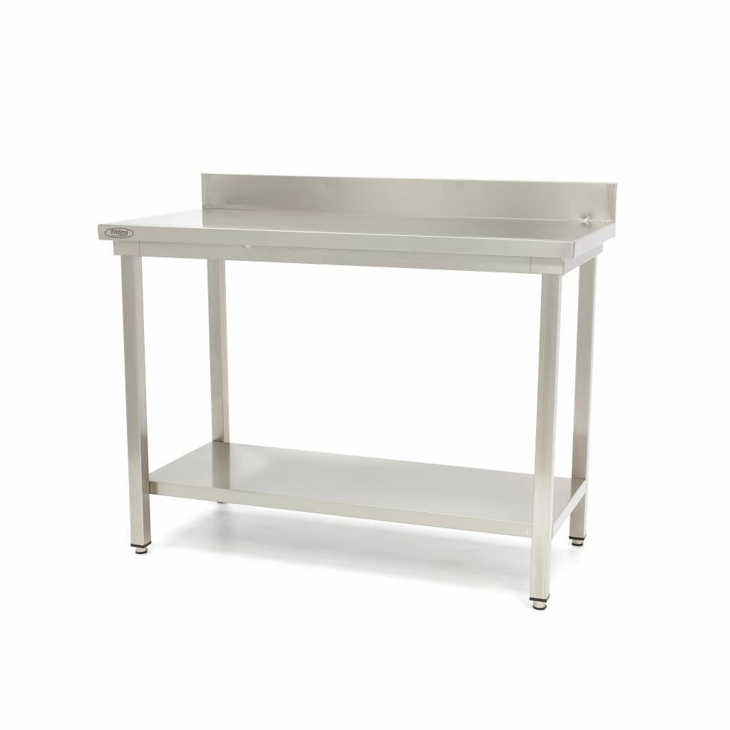 Table en acier inoxydable - 120 x 70 cm - hauteur réglable - avec dosseret
