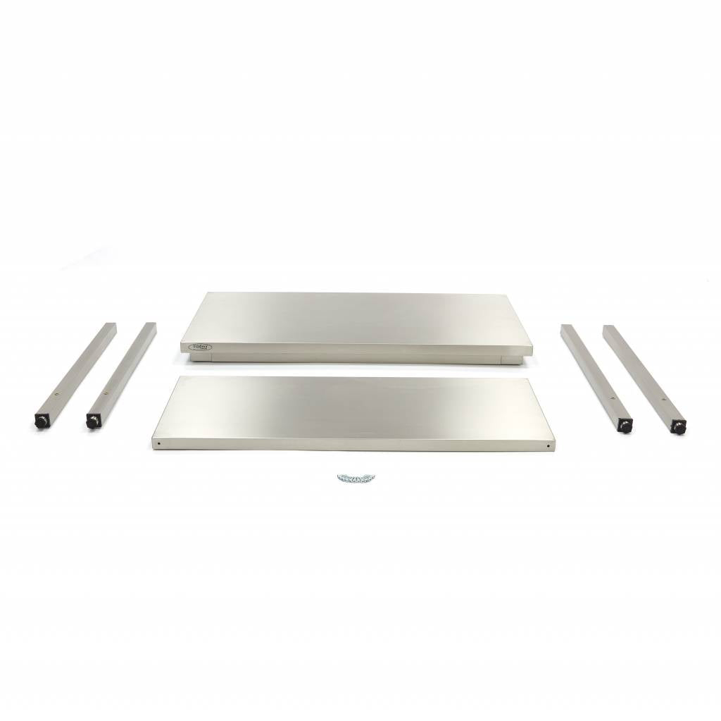 Table en acier inoxydable - 200 x 60 cm - hauteur réglable - avec étagère de rangement
