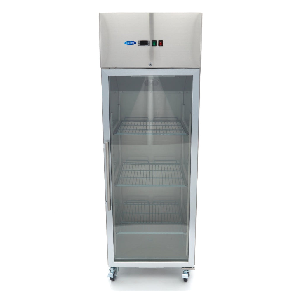 Réfrigérateur - 600 L - 3 étagères réglables (2/1 GN) - acier inoxydable - avec porte en verre
