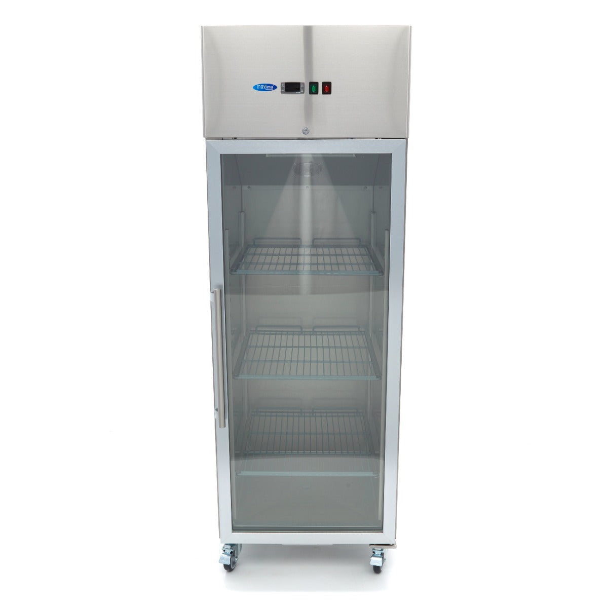 Réfrigérateur - 600 L - 3 étagères réglables (2/1 GN) - acier inoxydable - avec porte en verre