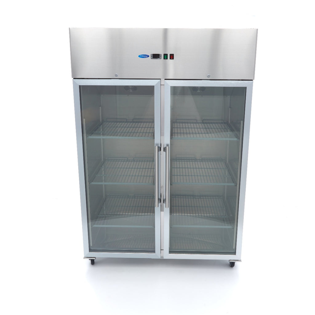 Réfrigérateur - 1200 L - 6 étagères réglables (2/1 GN) - acier inoxydable - avec porte en verre