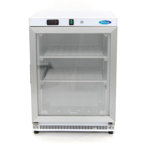 Congélateur - 200 L - blanc - avec porte en verre