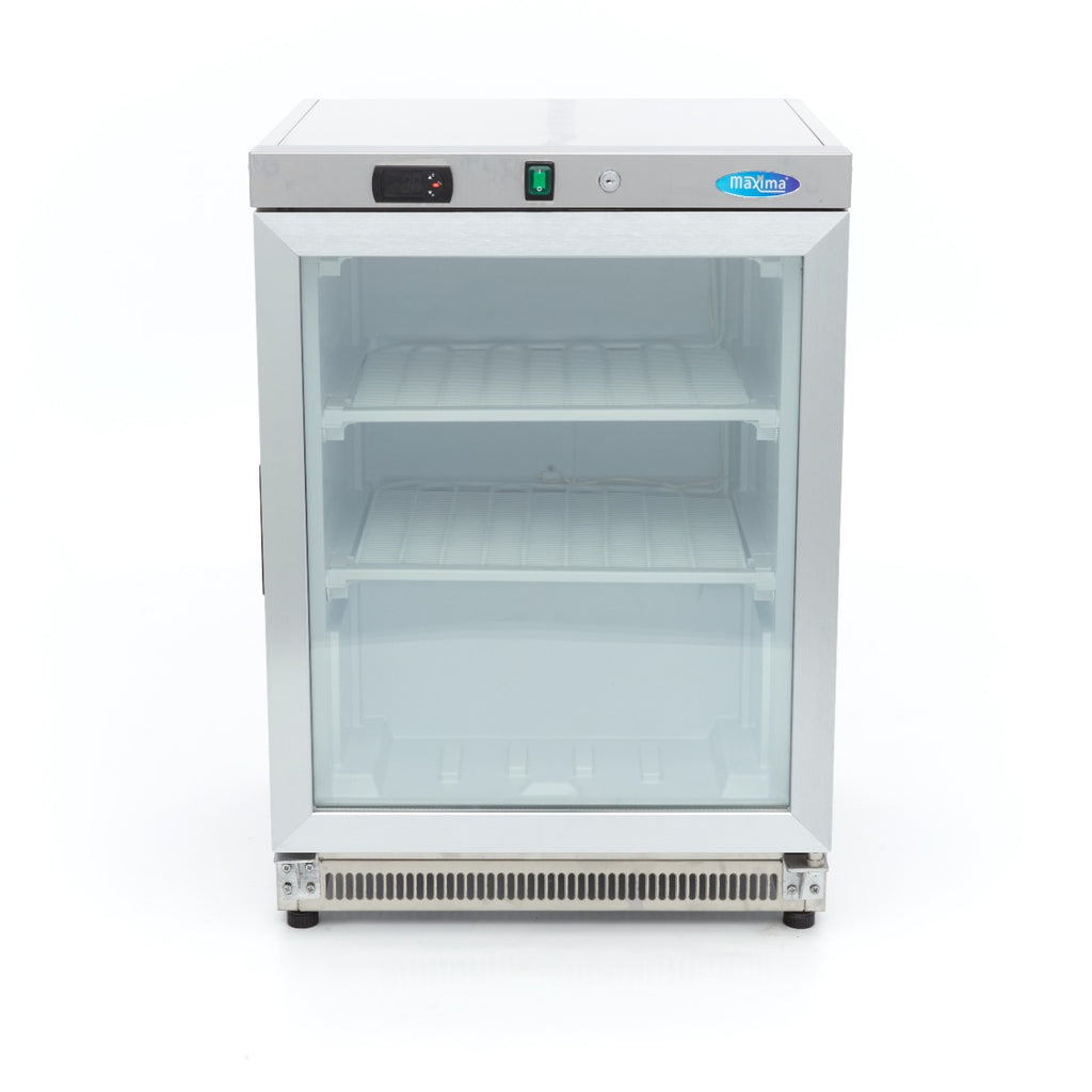 Congélateur - 200 L - acier inoxydable - avec porte en verre