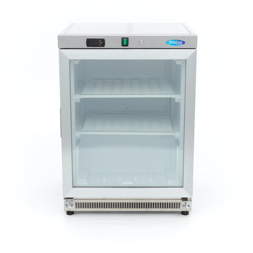 Congélateur - 200 L - acier inoxydable - avec porte en verre
