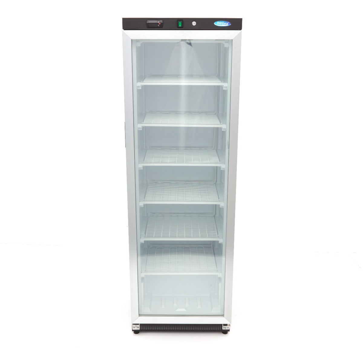 Congélateur - 400 L - noir - avec porte en verre