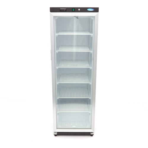 Congélateur - 400 L - noir - avec porte en verre