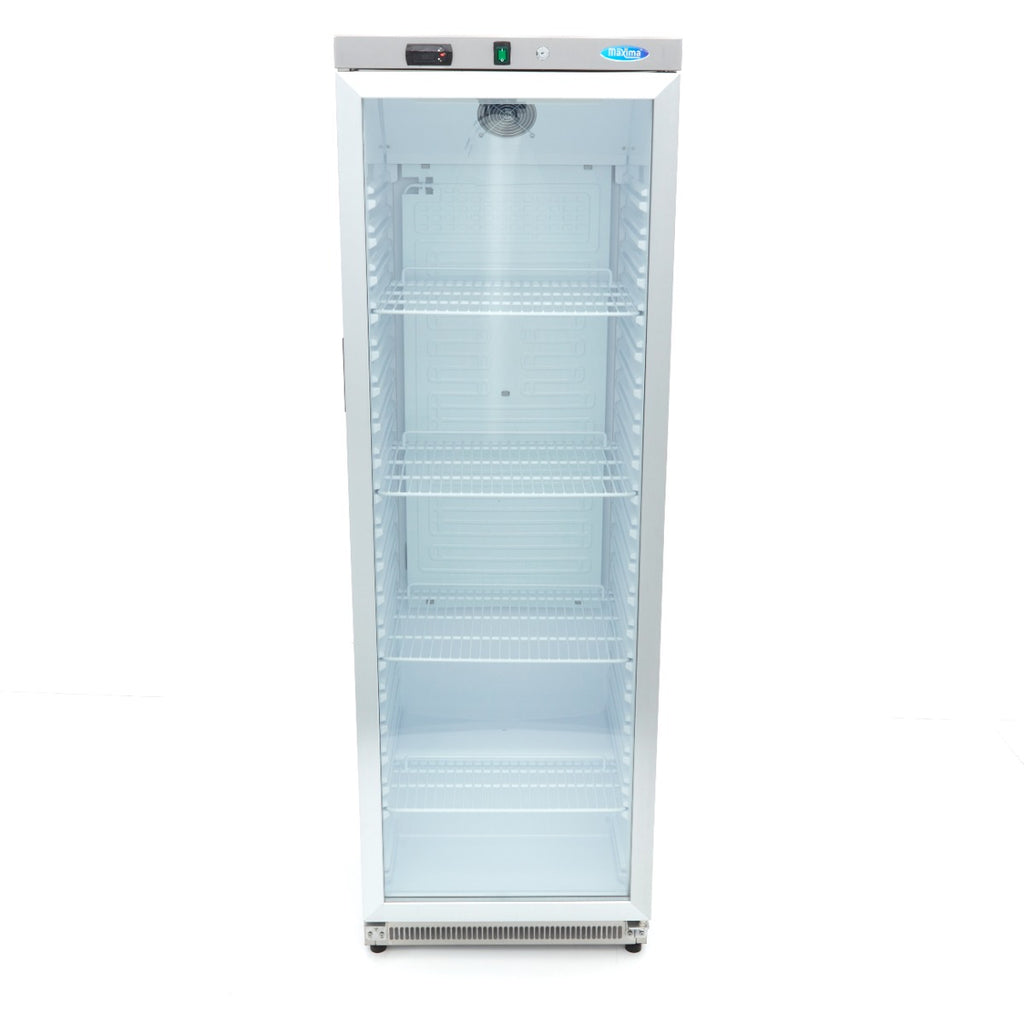 Réfrigérateur - 400 L - acier inoxydable - avec porte en verre