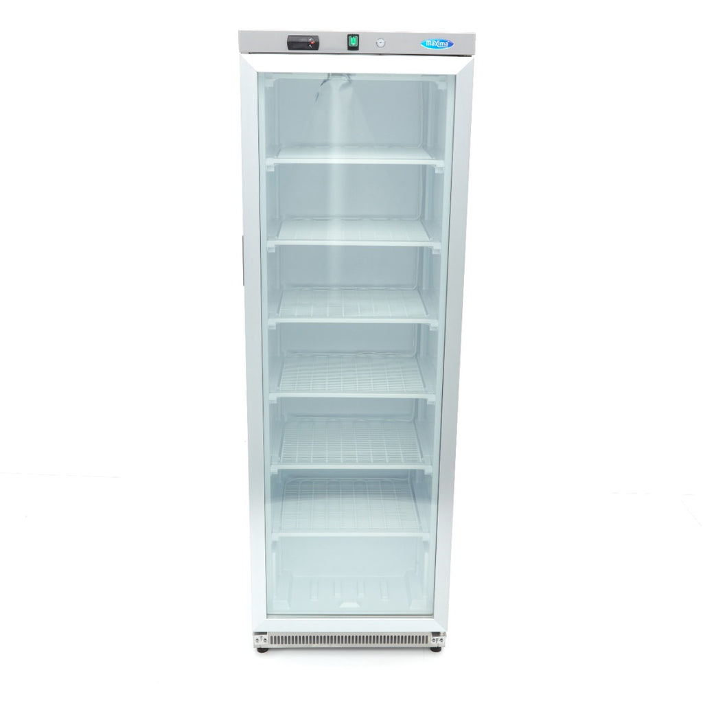 Congélateur - 400 L - acier inoxydable - avec porte en verre