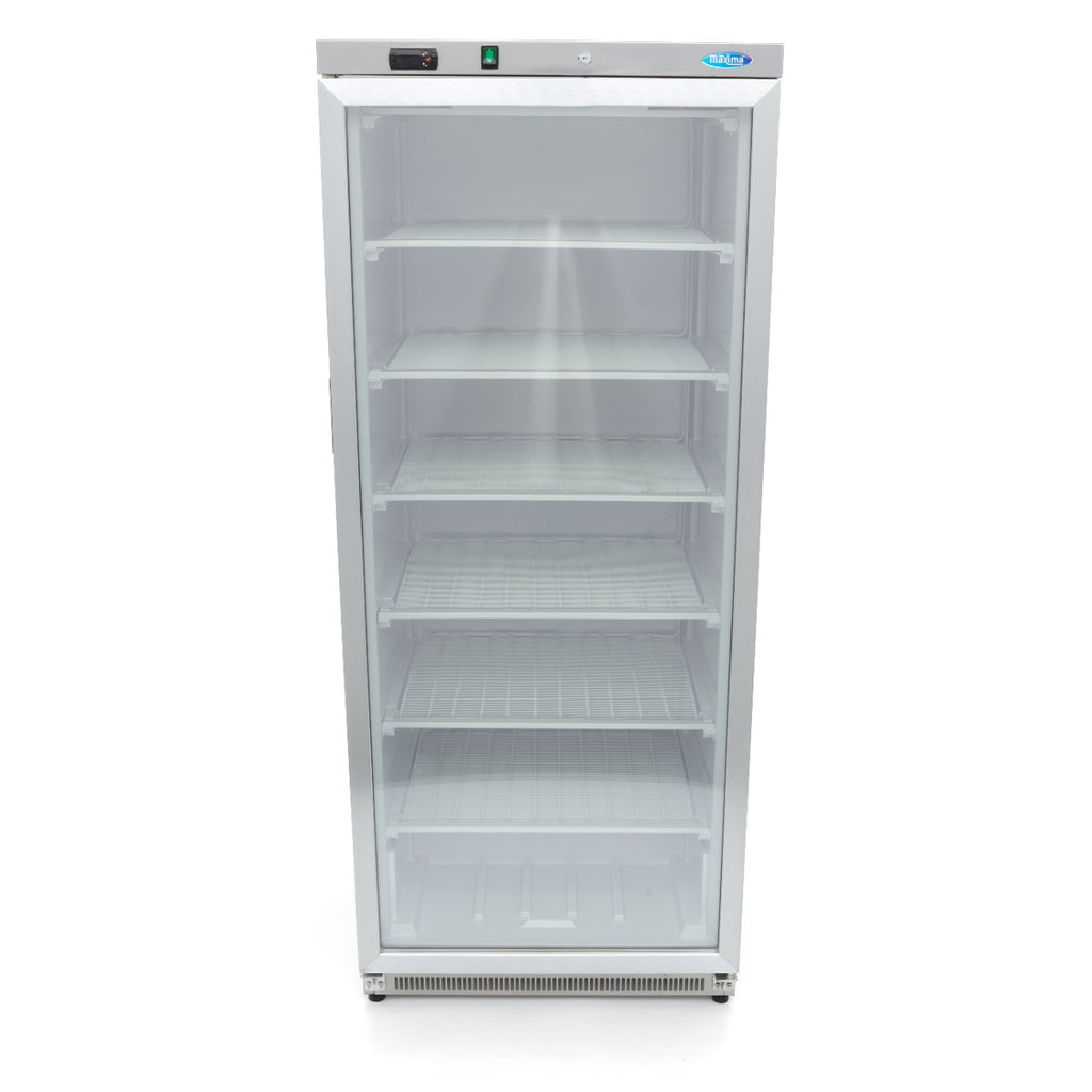 Congélateur - 600 L - acier inoxydable - avec porte en verre