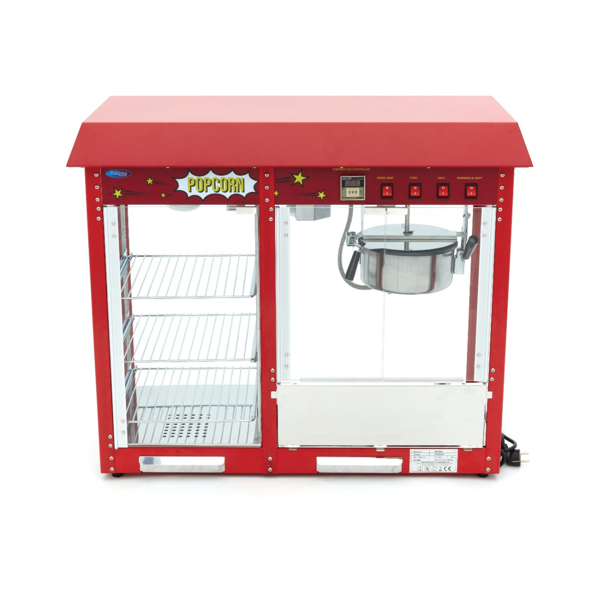 Machine à pop-corn - 150 gr - avec vitrine chauffante