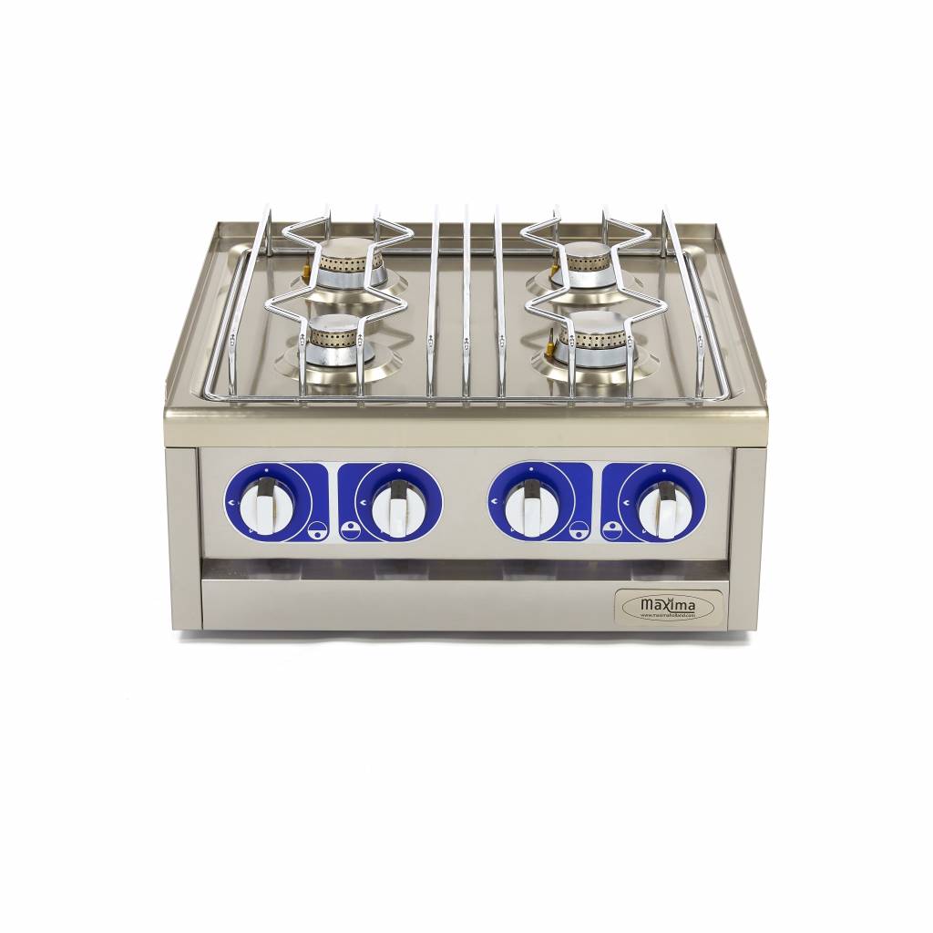 Cuiseur de qualité commerciale - 4 brûleurs - unité double - profondeur 60 cm - gaz