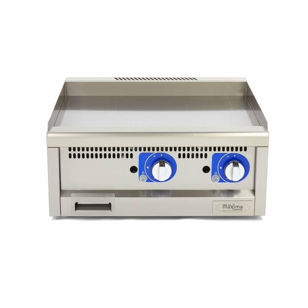 Gril de qualité commerciale - lisse - unité double - profondeur 60 cm - gaz