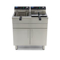 Friteuse - 2 x 16 L - 2 paniers - avec robinet de vidange et support - 400V