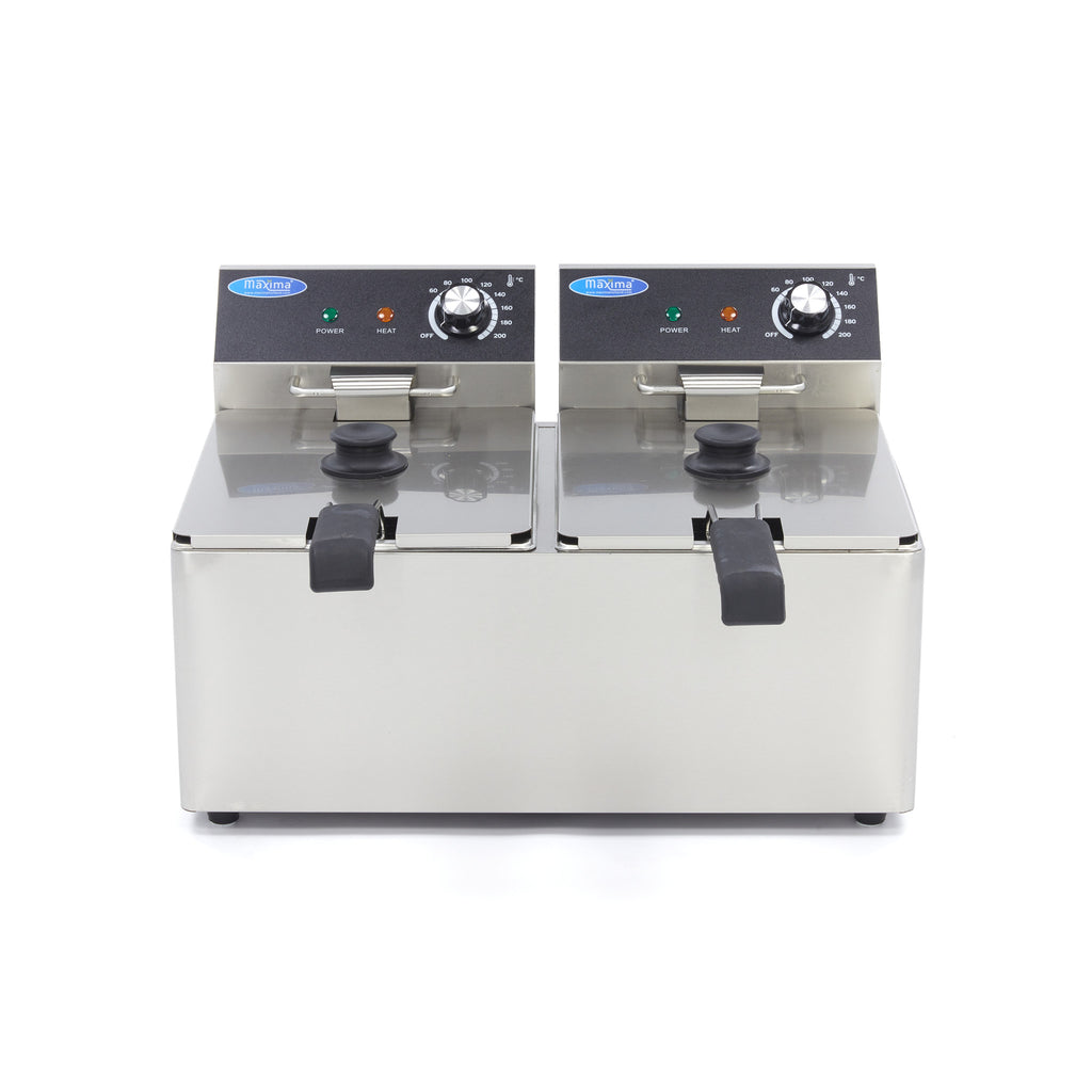 Friteuse - 2 x 8 L - 2 paniers - jusqu'à 2,8 kg de frites