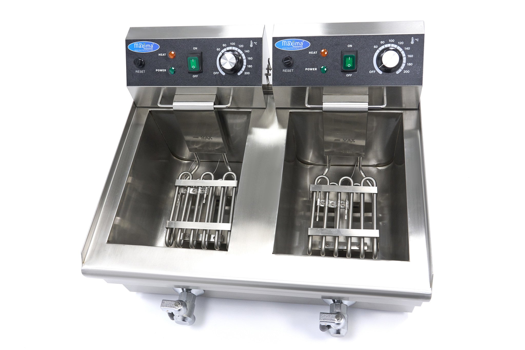 Friteuse - 2 x 10 L - 2 paniers - avec robinet de vidange
