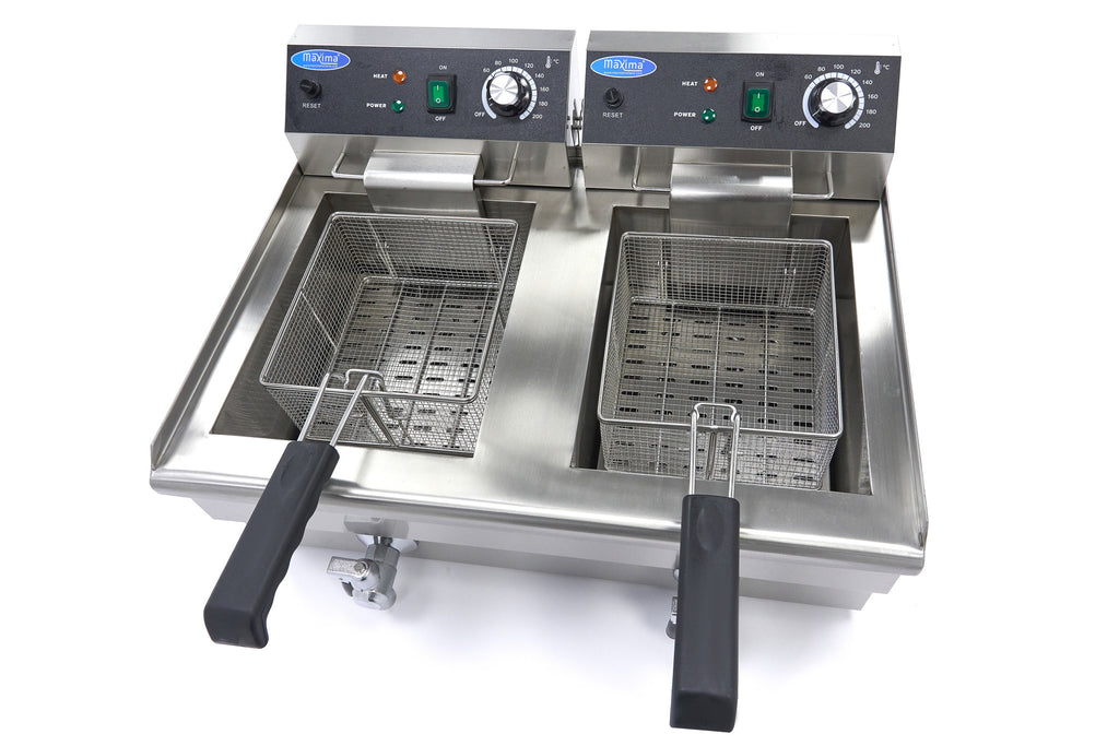 Friteuse - 2 x 13 L - 2 paniers - avec robinet de vidange